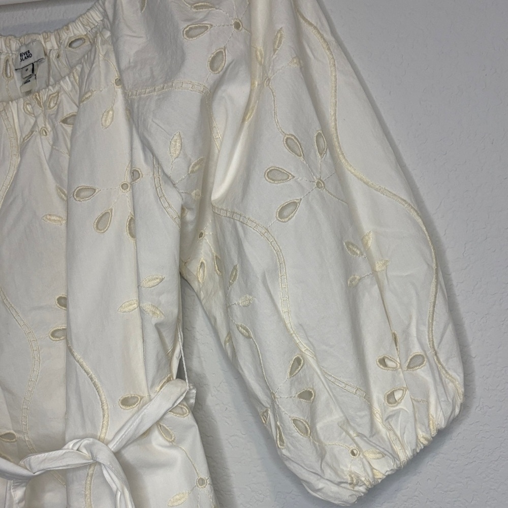 River Island Cream Embroidered Blouse neutral coastal feminine - Picture 5 of 8